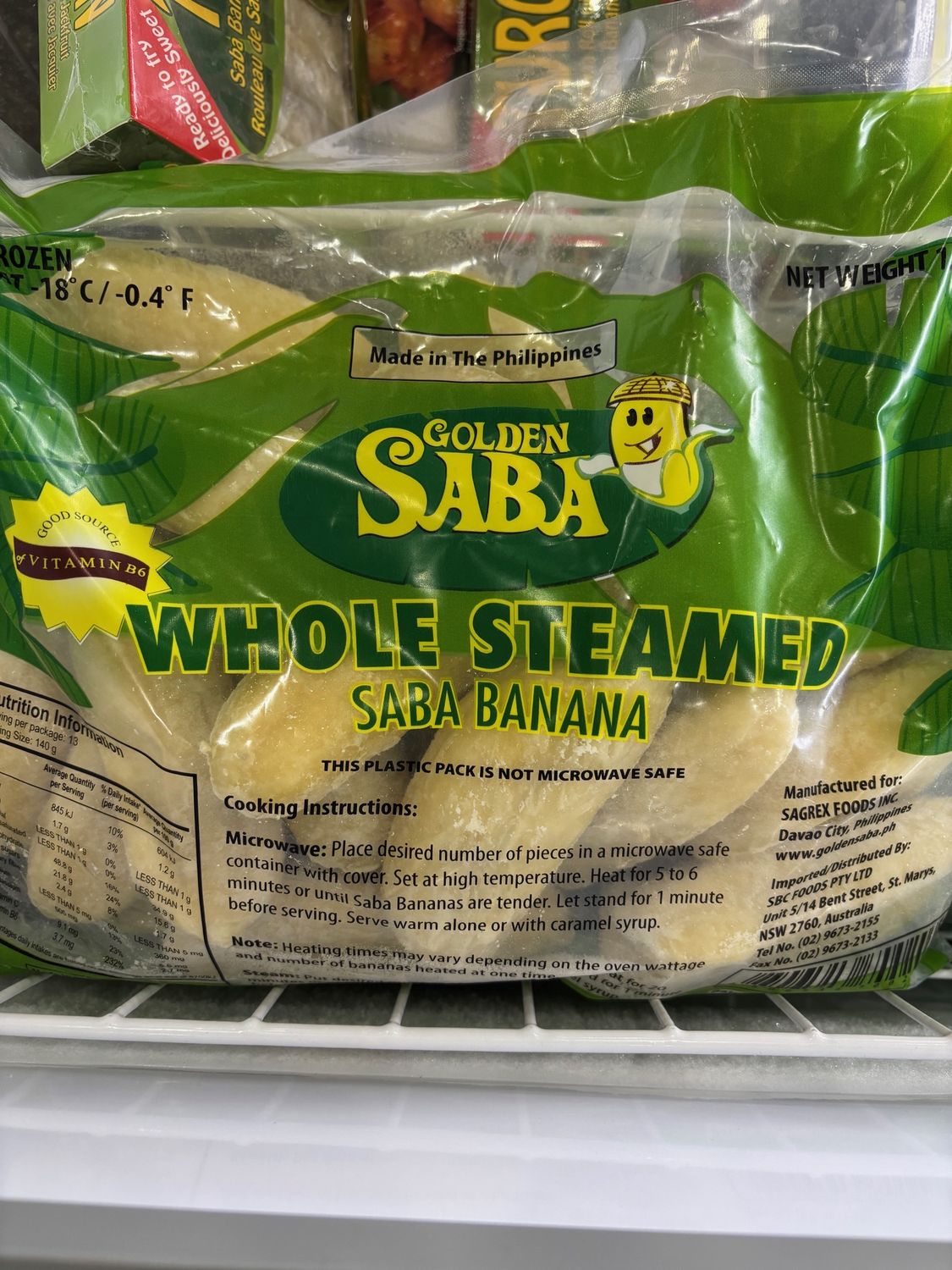 Golden Saba Whole Steamed Banana 1.82kg