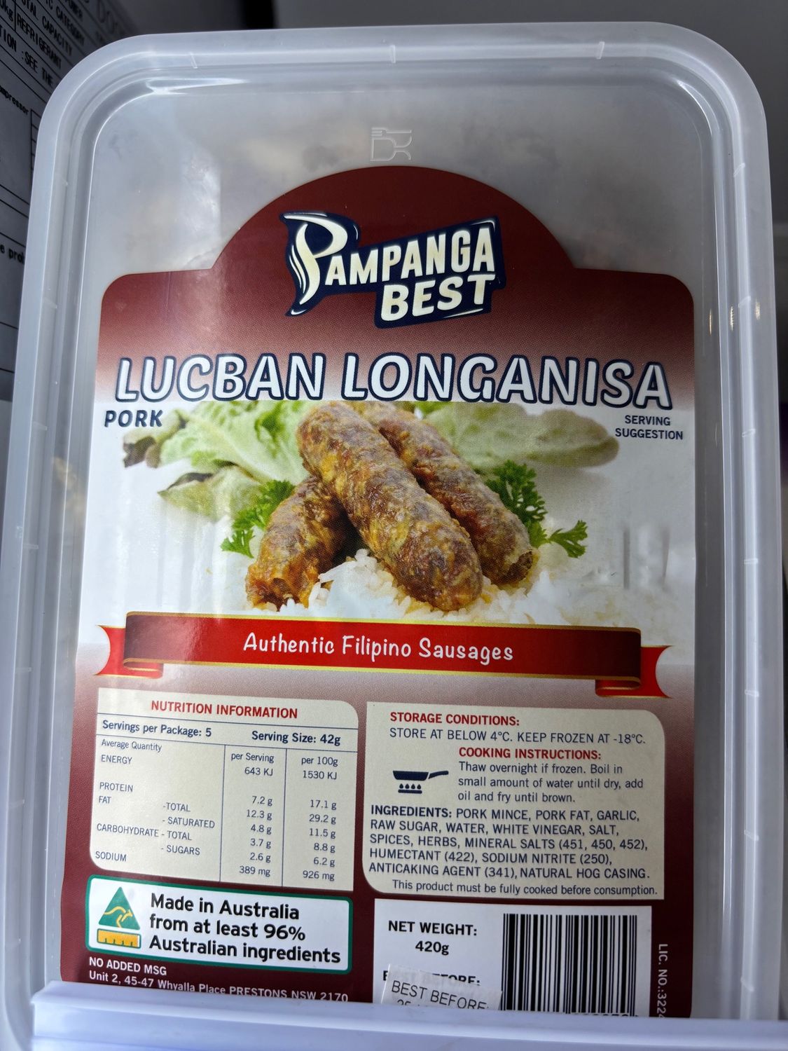 Pampanga Best Lucban Pork Longanisa 420g
