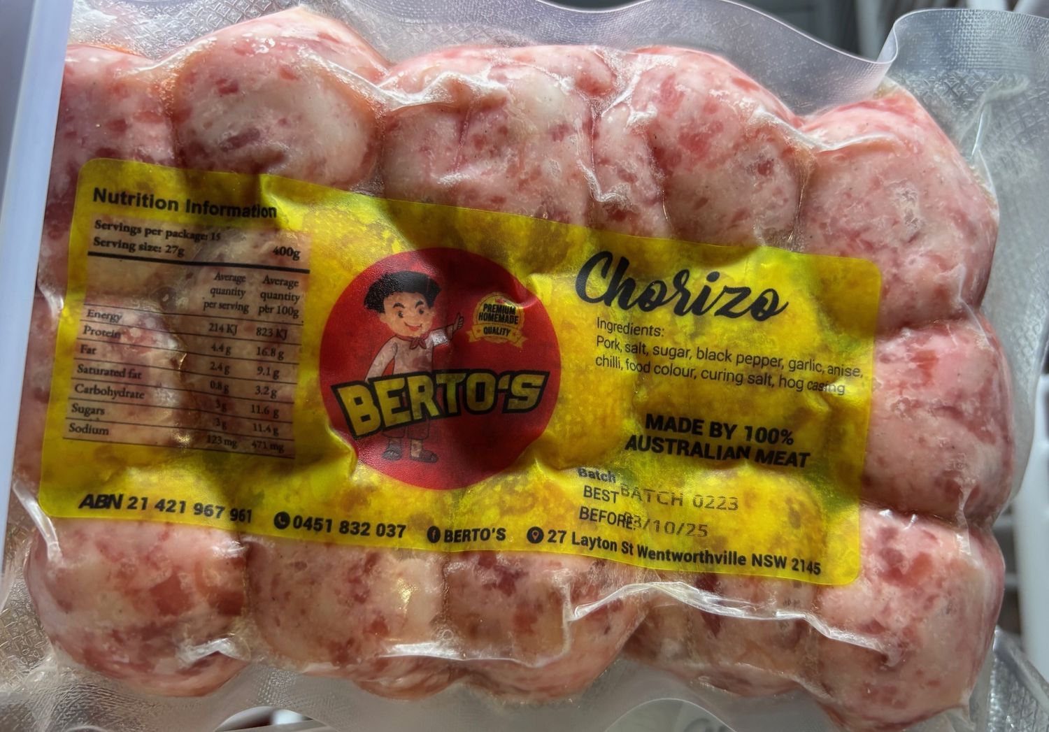 Berto&#39;s Chorizo 400g