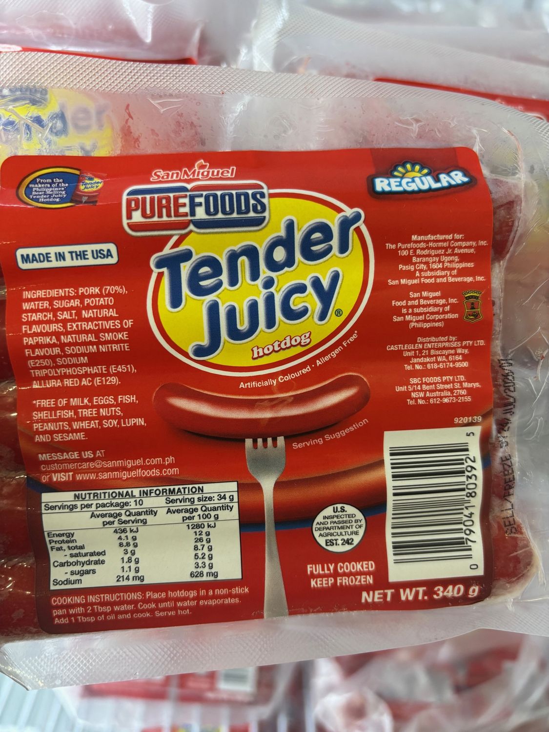 Purefoods Tender Juicy Hotdog 340g