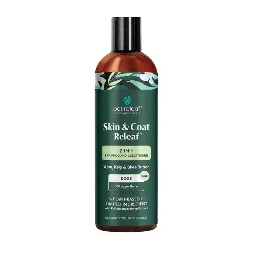 Pet Releaf Skin &amp; Coat Releaf 2-in-1 Shampoo &amp; Conditioner 100 mg CBD