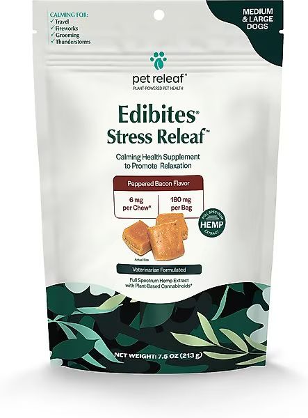 Pet Releaf Stress Relief for Med To Large dogs. Peppered Bacon Flavor.