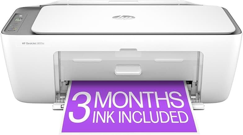 HP DeskJet 2755e Wireless Color inkjet-printer, Print, scan, copy, Easy setup, Mobile printing, Best-for home, 3 months of Instant Ink included,white