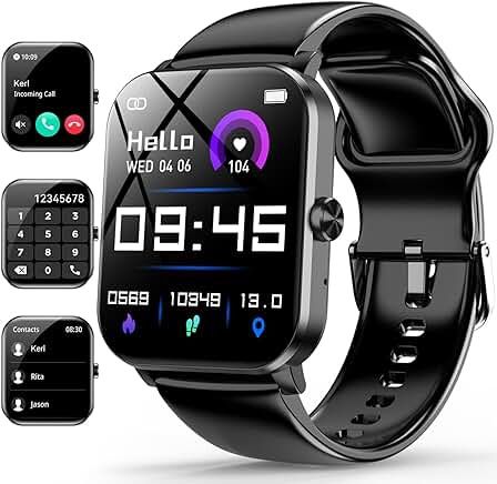 Smart Watch, 1.85" Smartwatch for Men Women (Answer/Make Call), IP68 Waterproof Fitness Tracker, 120+ Sport Modes, Heart Rate, Sleep Monitor, Pedometer, Activity Tracker for Android iOS (Black)