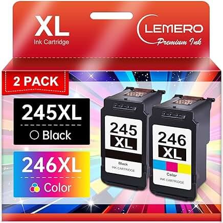 245XL 246XL Ink Cartridges for Canon Ink 245 and 246 PG245 CL246 XL Black Color Combo 243 244 for PIXMA MX490 TR4520 TS3322 TR4522 TR4500 TS3122 TS3300 MX492 MG2522 TS3100 TS3320 Printer (2 Pack)