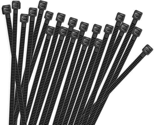 100pcs Cable Zip Ties Heavy Duty 8 Inch, Premium Plastic Wire Ties with 50 Pounds Tensile Strength, Self-Locking Black Nylon Tie Wraps for Indoor and Outdoor