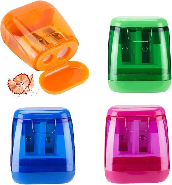 KIDMEN 2 Holes Pencil Sharpener,Pencil Sharpener for Kids,Pencil Sharpener Handheld-12 Pack
