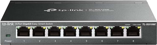 TP-Link 8 Port Gigabit Switch | Easy Smart Managed | Plug &amp; Play | Desktop/Wall-Mount | Sturdy Metal w/ Shielded Ports | Support QoS, Vlan, IGMP and LAG (TL-SG108E)