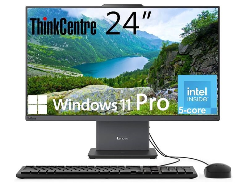 Lenovo ThinkCentre All-in-One Desktop Computer, 24" FHD IPS Display