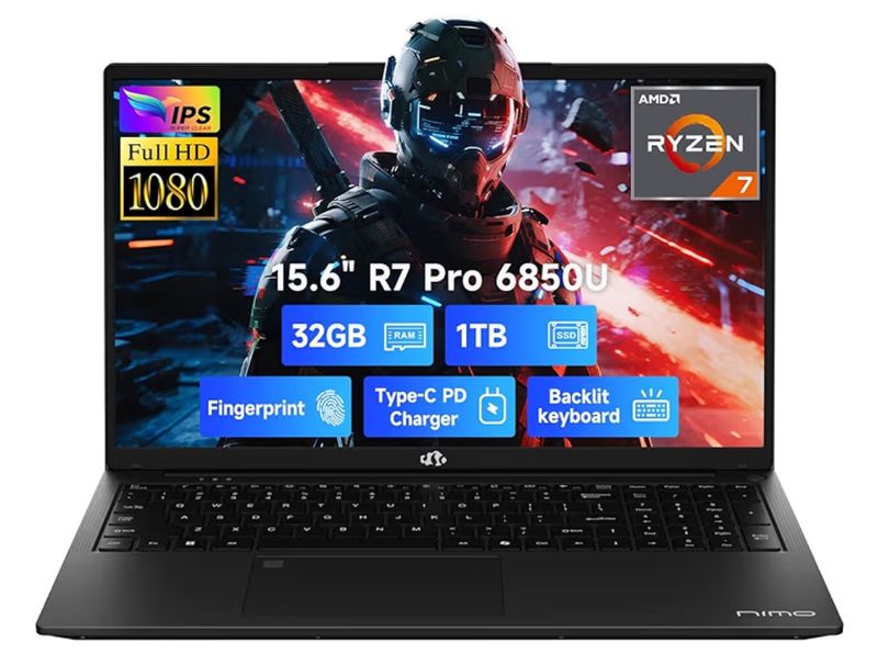 NIMO 15.6" Light-Gaming-Laptop, 8 Cores AMD Ryzen 7 Pro 6850U