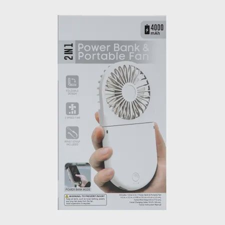 2-In-1 Power Bank &amp; Portable Fan 4000MAh
