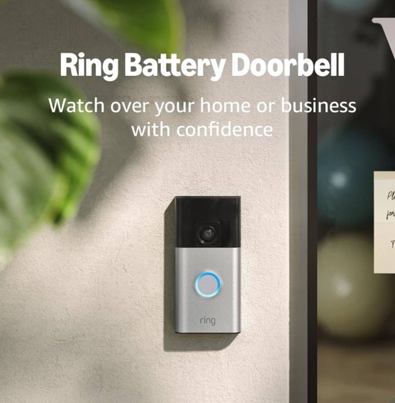 Ring Battery Doorbell (newest model), Home or business security with Head-to-Toe video, Live View with Two-Way Talk, and Motion Detection &amp; Alerts, Satin Nickel