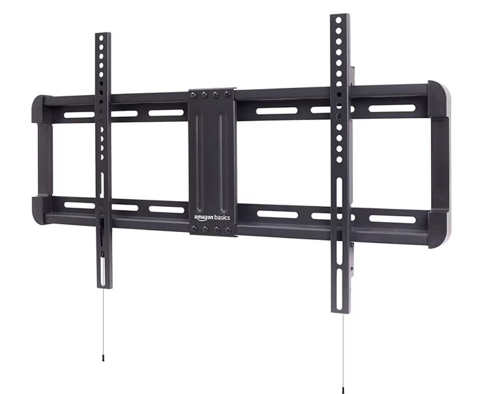 Amazon Basics Low Profile TV Wall Mount with Horizontal Post Installation Leveling for 32 to 86 inch TVs, Black