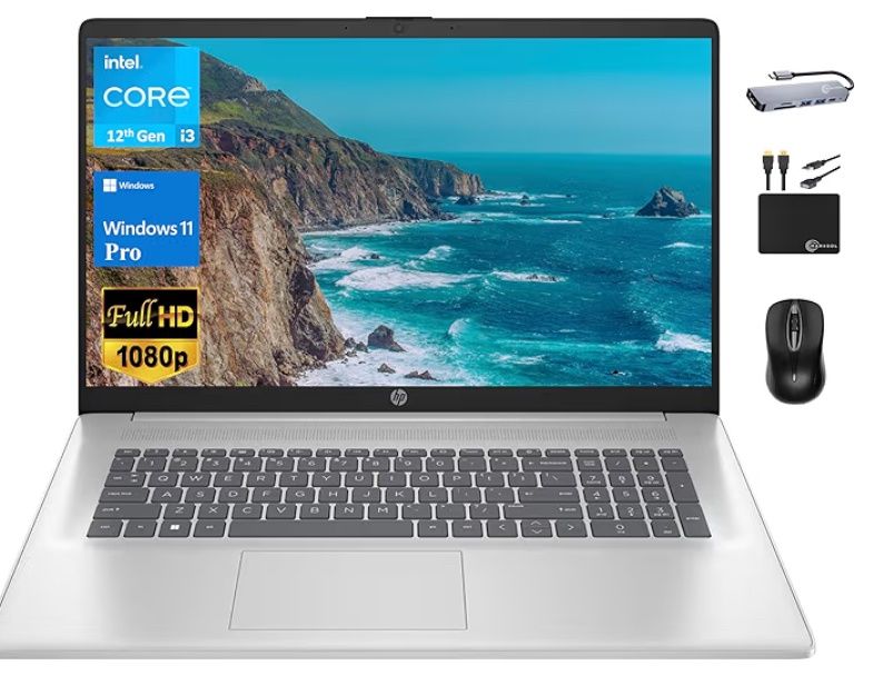 HP 17 Business Laptop 2024 Flagship, 17.3" FHD IPS Display, 6-Core Intel i3-1215U (Upto 4.4 GHz), 32GB RAM, 1TB SSD, UHD Graphics, Wi-Fi, Privacy Camera, Long Battery, Windows 11 Pro +MarxsolAccessory