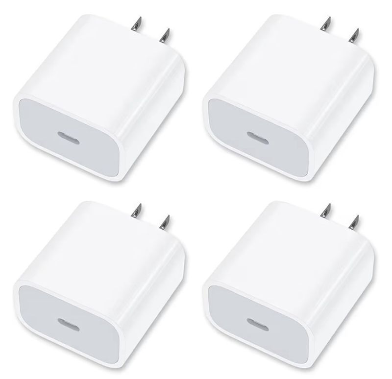[4 Pack] USB-C Wall Charger, 20W USB-C Power Adapter Replacement for Phone 17/16/15/14/13/15 Pro/Pro Max/Plus/XS/XR/X,Galaxy