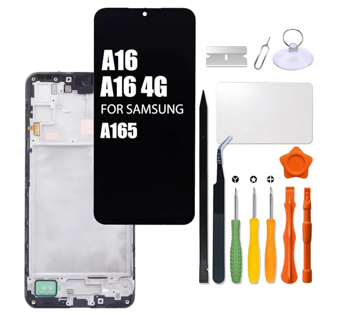 Replacement for Samsung Galaxy A16 A165 LCD Screen with Frame for Samsung A16 4G A165F A165F/DS A165M A165M/DS Touch Screen Digitizer Assembly LCD Display with Repair kit