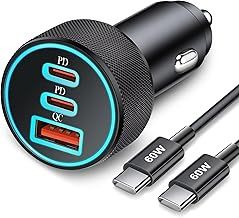 67W 3-Port Super Fast Type C Car Charger USB C for Samsung Galaxy S26 S25 S24 S23 S22 Ultra, iPhone 17/Air/16/15 Pro Max, Android, PD/QC Car Phone Adapter Accessories for Men Women + 3FT USB-C Cable