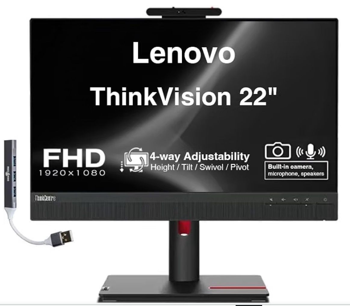 Lenovo ThinkVision 22" FHD IPS Conferencing Monitor with 4ms Response Time