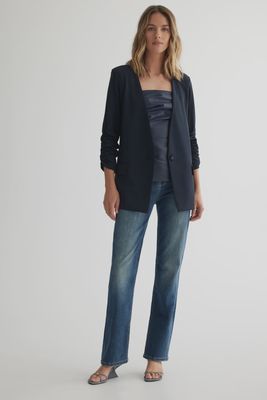 Single Button No-Collar Jacket