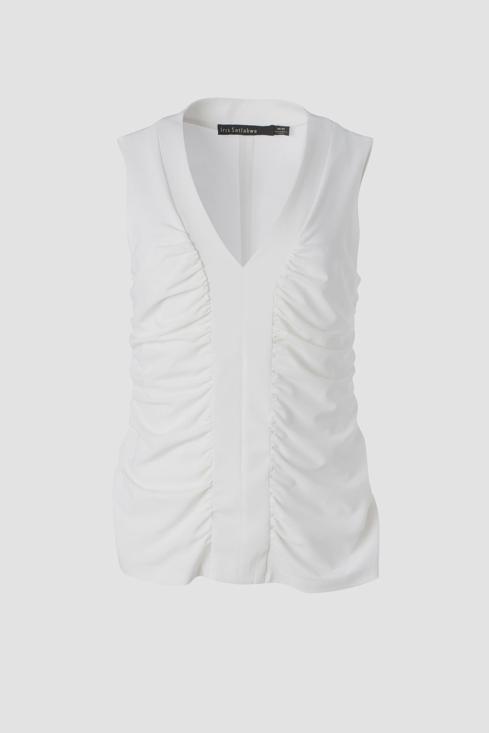 Sleeveless V-Neck Top With Rushing