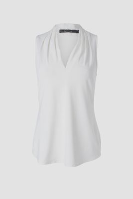 Sleeveless Pleated V-Neck Top