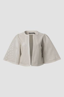 Perforated Leather Short Jacket
