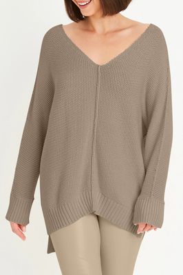 Pima Cotton Pebble V Neck Sweater