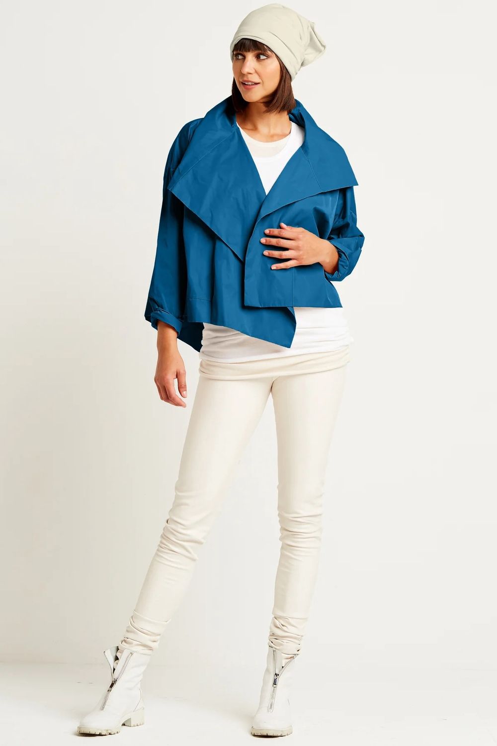 Nylon Cropped Asymmetrical Jacket