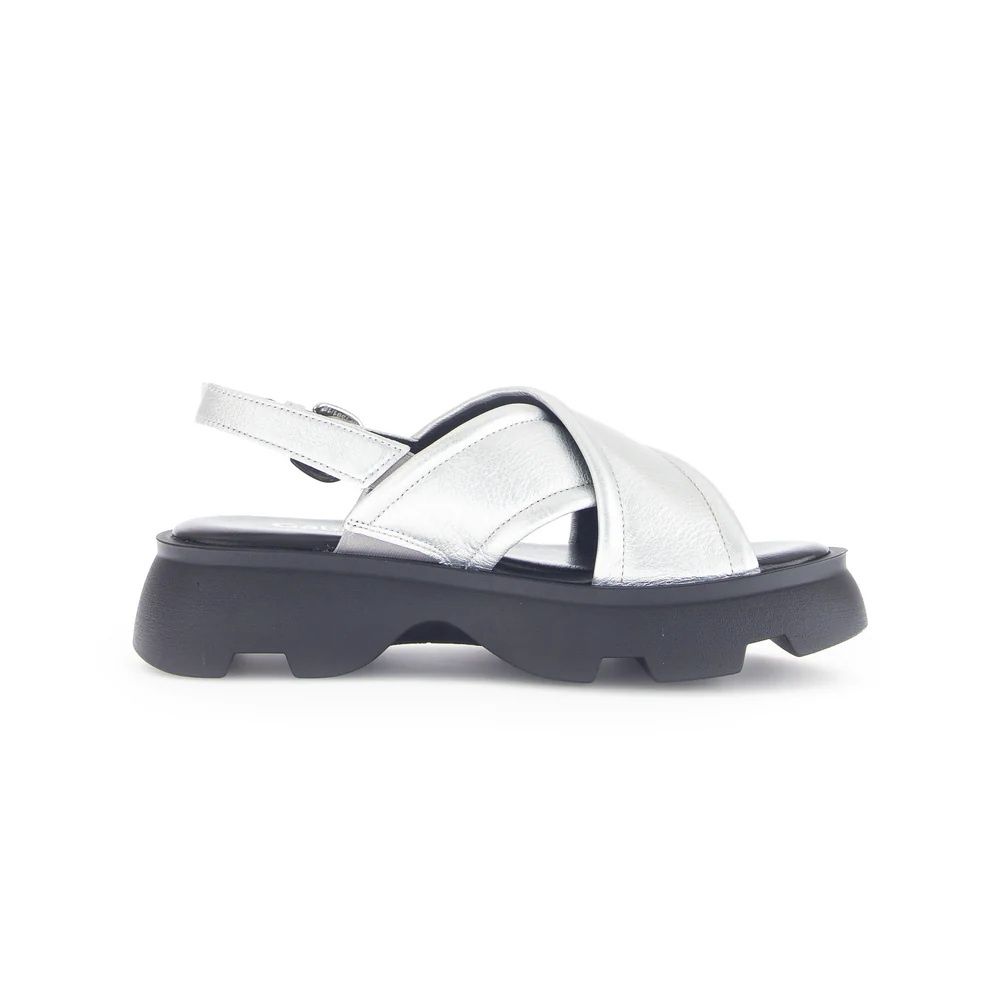Cross-Strap Platform Sandal Silver