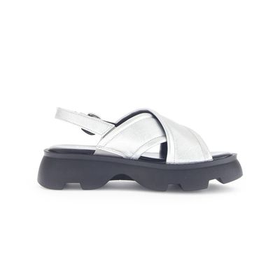 Cross-Strap Platform Sandal Silver