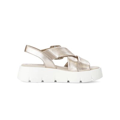 Crossed Platform Sandal Gold