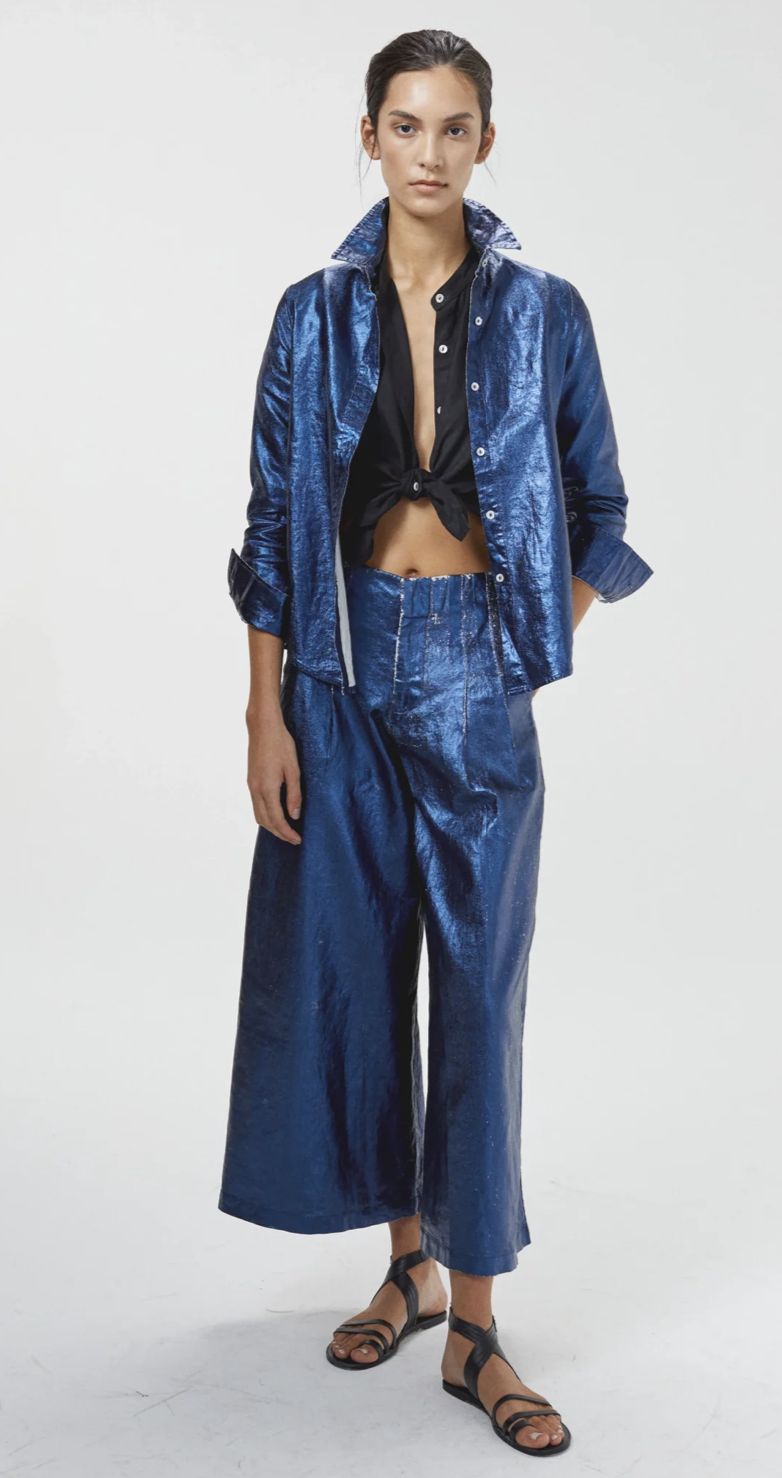 Culotte Metallic Linen Pants