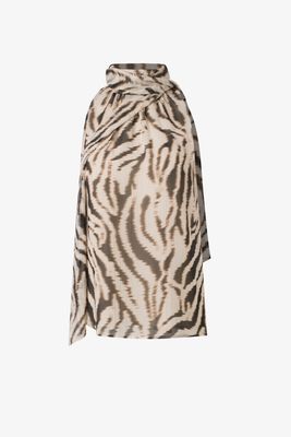 Printed sleeveless Blouse With Scarf