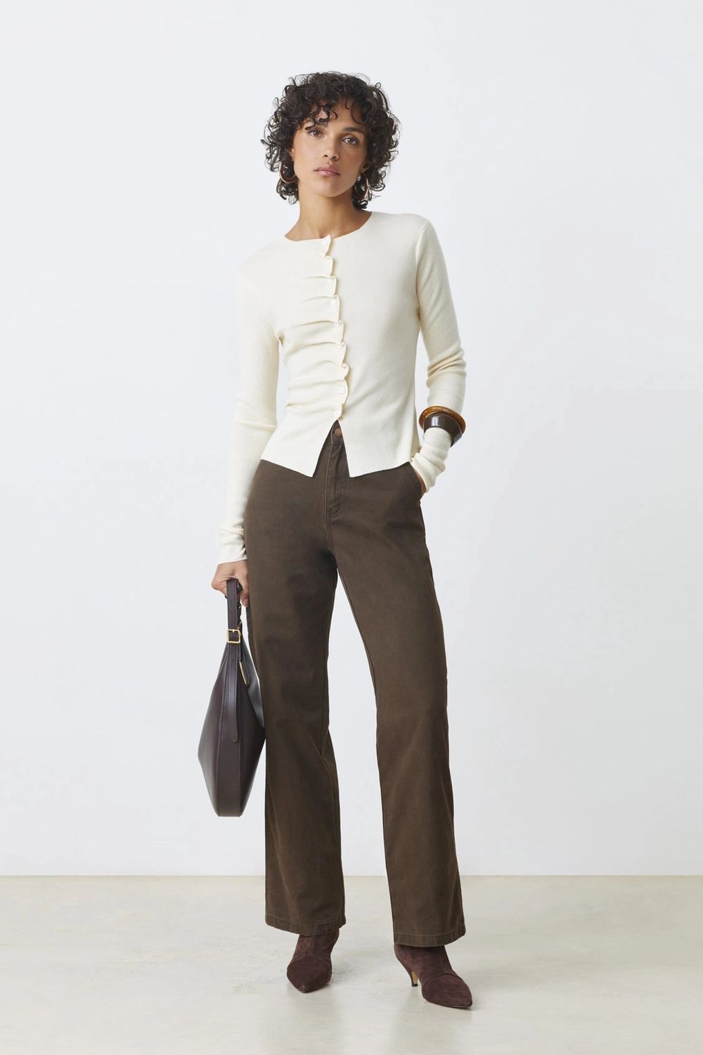 Gamira Pleated Button-Down Cardigan