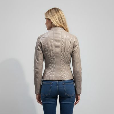 Reversible Leather Jacket with Printed Lycra Lining