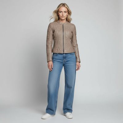 Reversible Leather Jacket with Printed Lycra Lining