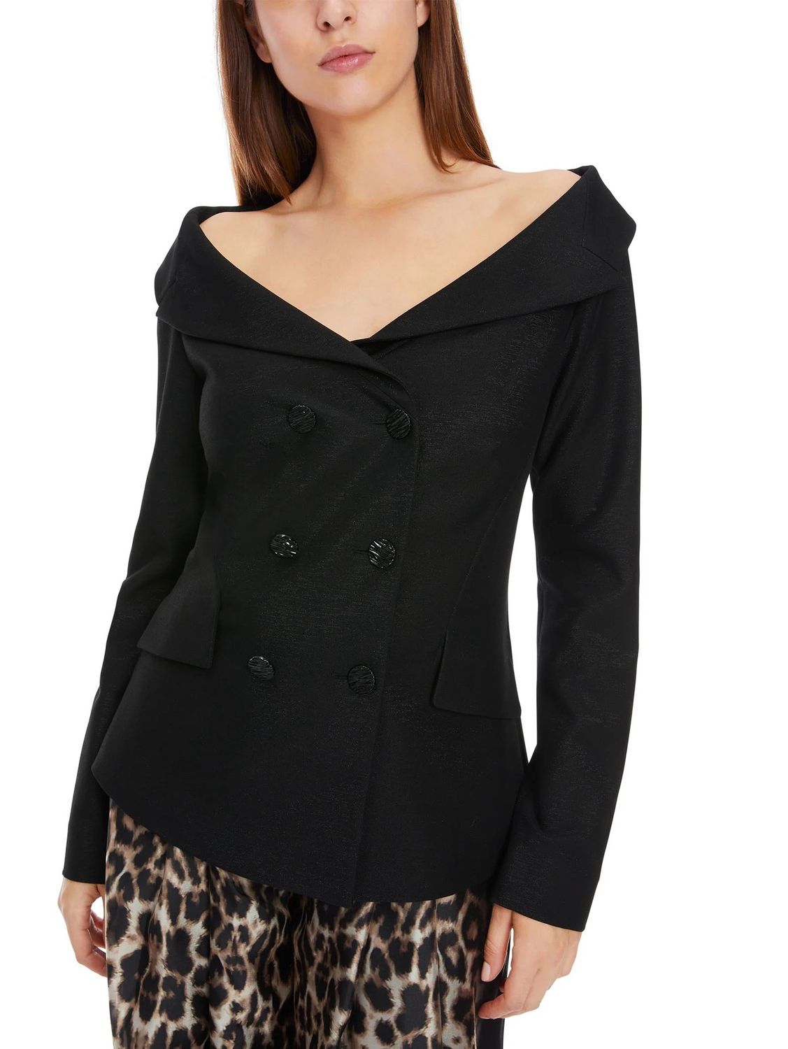 Off-Shoulder Shimmer Blazer