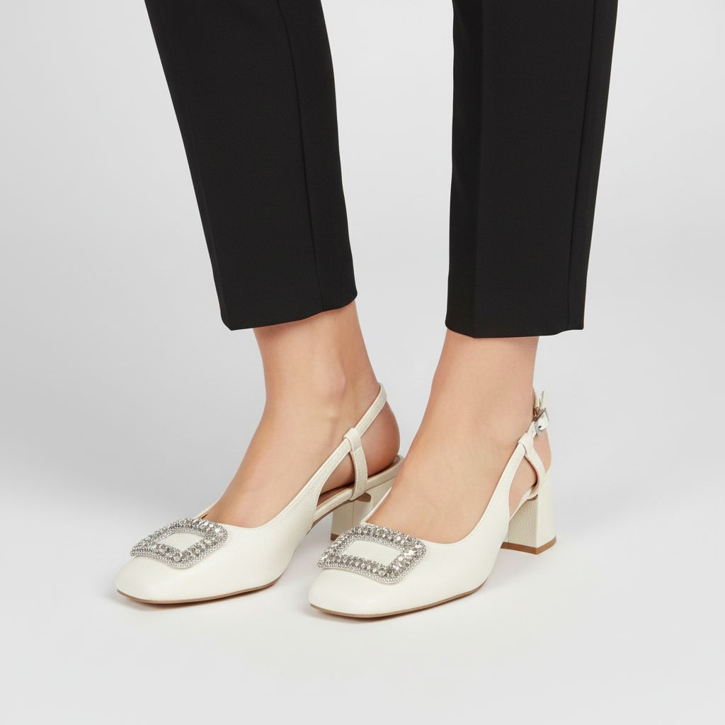 Rhinestone Buckle Slingback