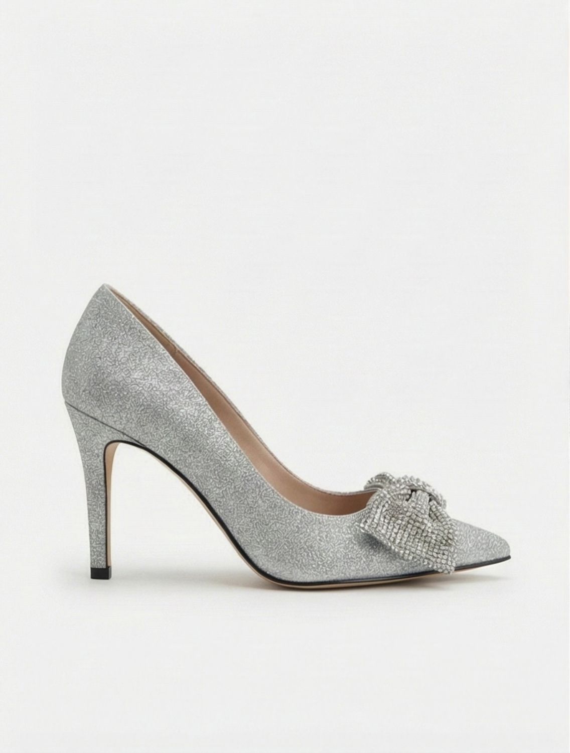 Crystal Bow Pointed-Toe Pump