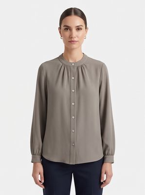 Banded Collar Blouse