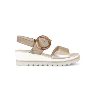 Strappy Wedge Sandal Pewter