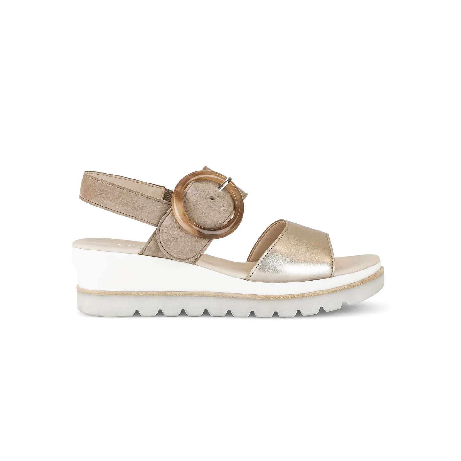 Strappy Wedge Sandal Pewter