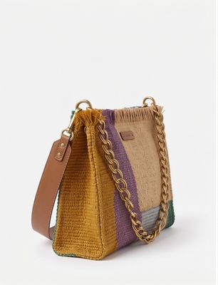 Color-Block Woven Handbag