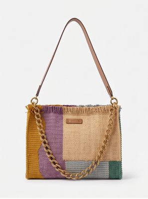 Color-Block Woven Handbag