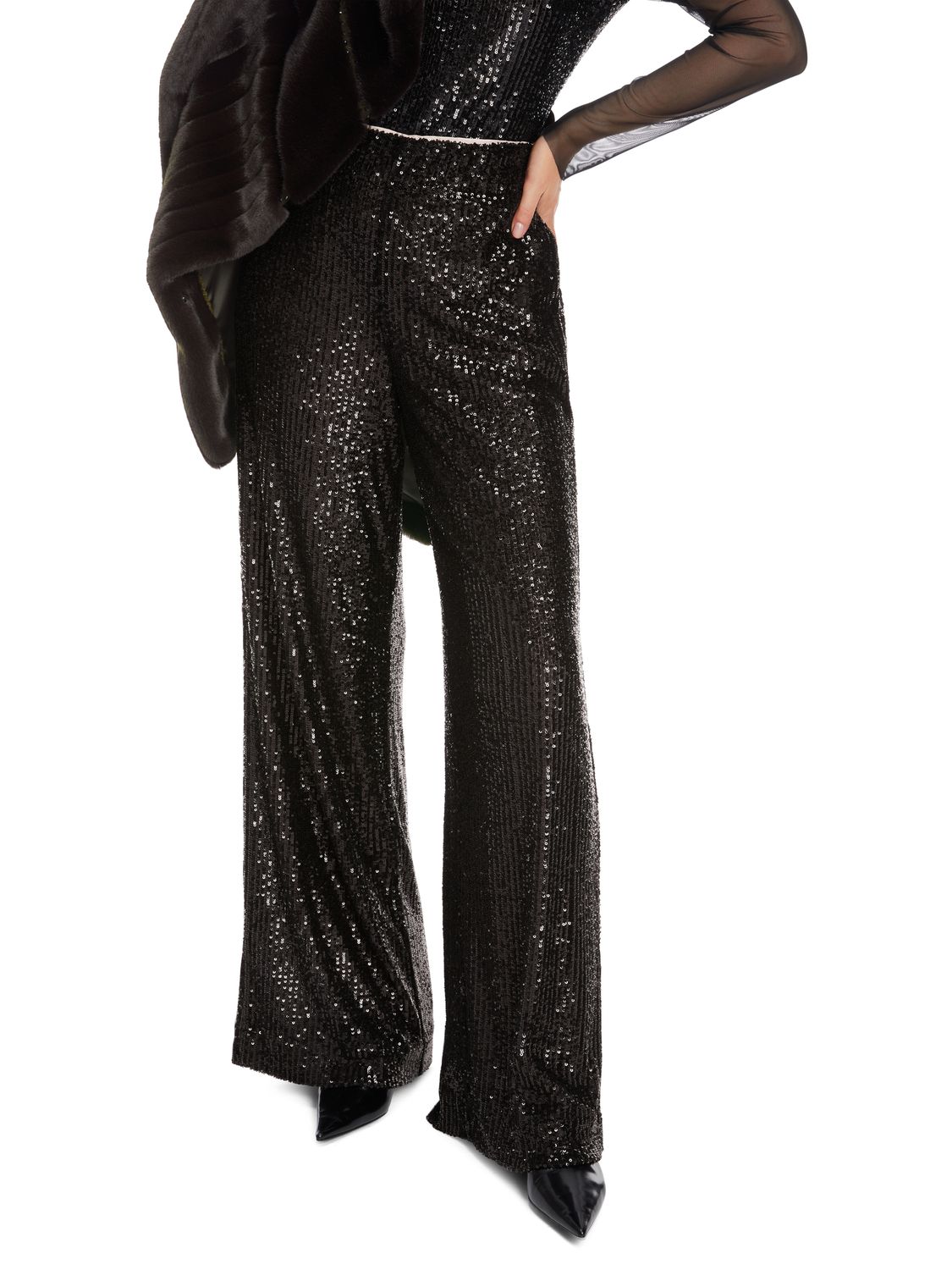 Sequin Pull-On Flare Pants