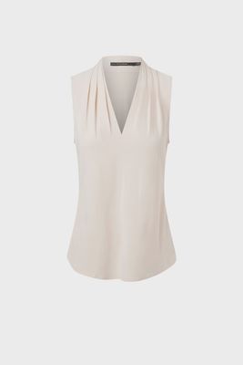 Matte Jersey Sleeveless Pleated Top