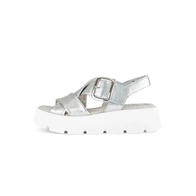 Crossed Platform Sandal Silver