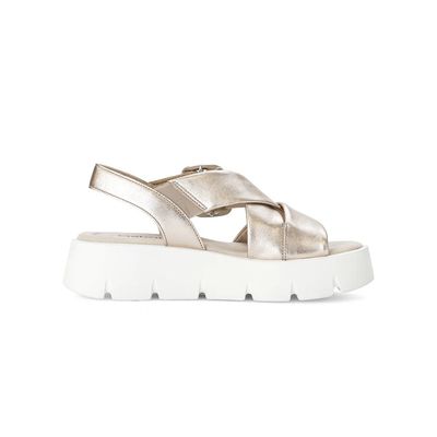 Crossed Platform Sandal Gold