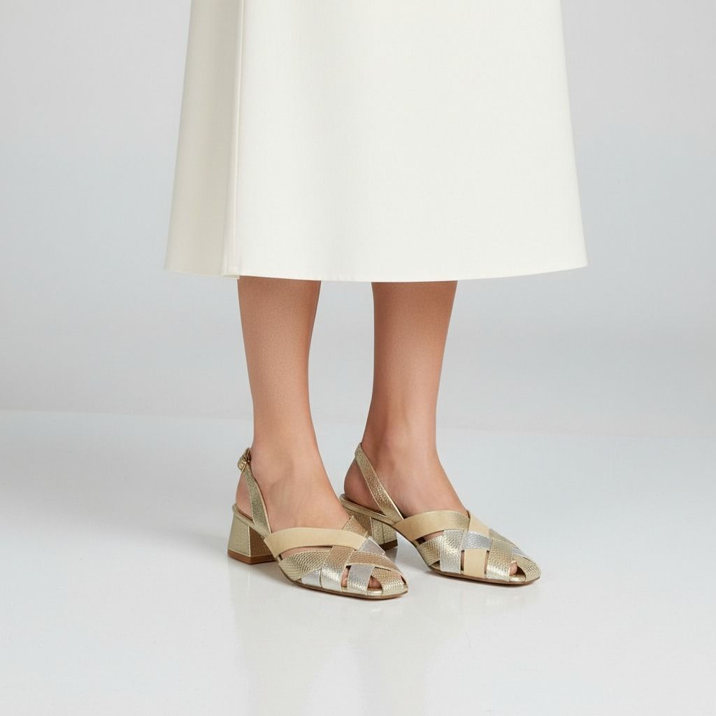 Block Heel Criss-Cross Slingback