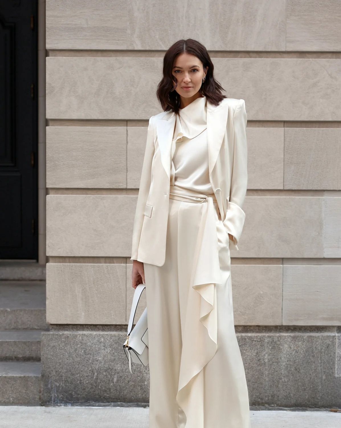 Wide-Leg Draped Pants with Knot Detail